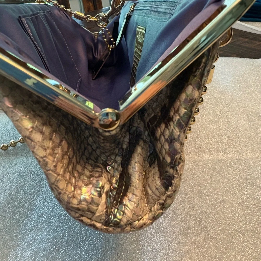 Coach-Darcy  Embossed Python Clutch - Picture 11 of 12